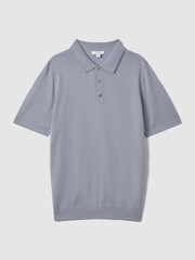 Reiss China Blue Manor Merino Wool Polo Shirt - Image 2 of 5