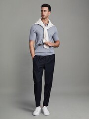 Reiss China Blue Manor Merino Wool Polo Shirt - Image 3 of 5