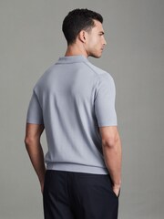 Reiss China Blue Manor Merino Wool Polo Shirt - Image 5 of 5