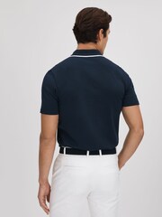 Reiss Navy Cannes Cotton Contrast Collar Half-Zip Polo Shirt - Image 5 of 6