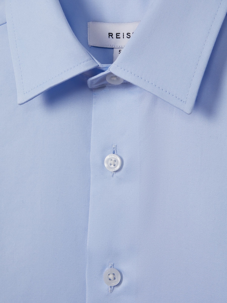 Reiss Soft Blue Remote 3-9 yrs Slim Fit Cotton Shirt - Image 4 of 4