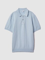 Reiss Soft Blue Pascoe Textured Modal Blend Polo Shirt - Image 2 of 7
