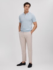 Reiss Soft Blue Pascoe Textured Modal Blend Polo Shirt - Image 3 of 7