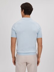 Reiss Soft Blue Pascoe Textured Modal Blend Polo Shirt - Image 5 of 7