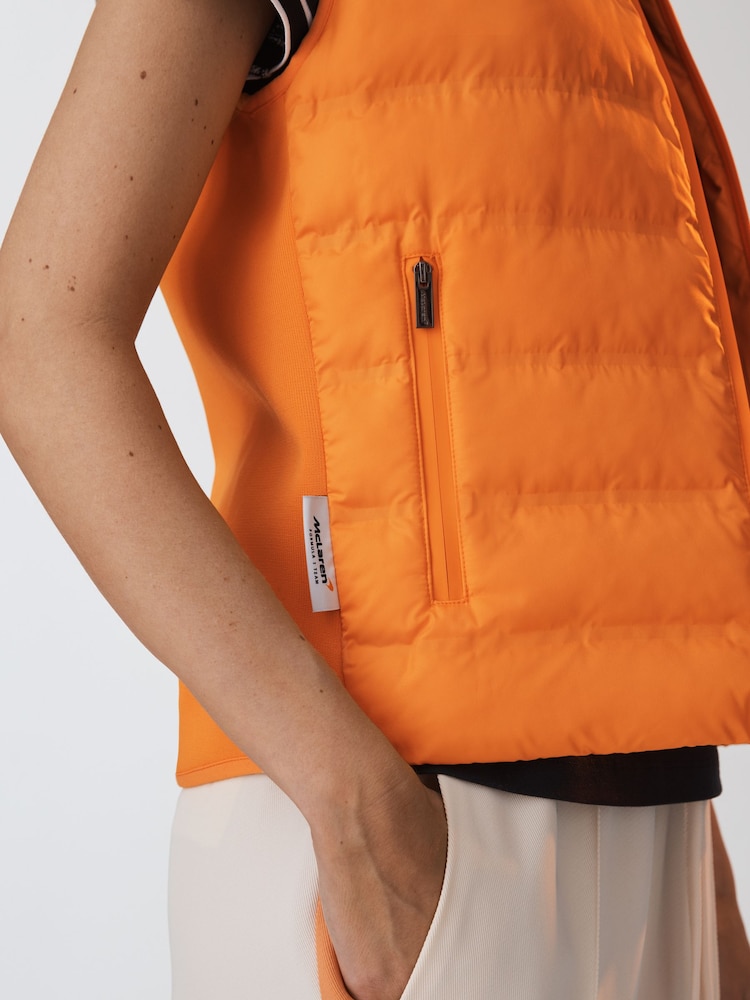 Reiss x McLaren F1 Team Papaya McLaren F1 Hybrid Quilt and Knit Gilet - Image 4 of 9