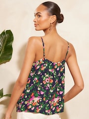 V&A | Love & Roses Navy Blue Lace Trim Camisole - Image 3 of 4