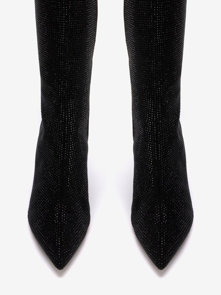 Mint Velvet Black Knee High Sparkle Boots - Image 2 of 3