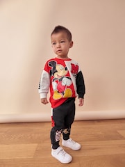 Red/Black Mickey Mouse Crew Neck Sweatshirt and Joggers Set (3mths-8yrs) - Image 1 of 9