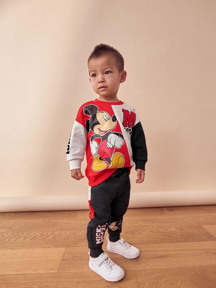 Red/Black Mickey Mouse Crew Neck Sweatshirt and Joggers Set (3mths-8yrs) - Image 1 of 9