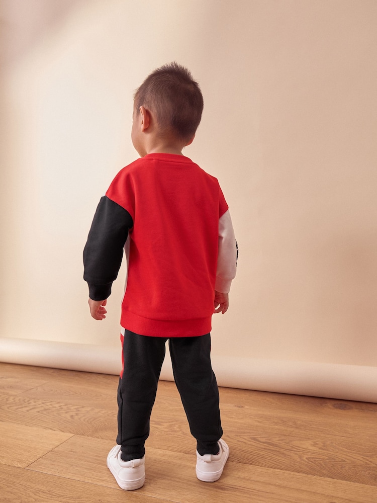 Red/Black Mickey Mouse Crew Neck Sweatshirt and Joggers Set (3mths-8yrs) - Image 2 of 9