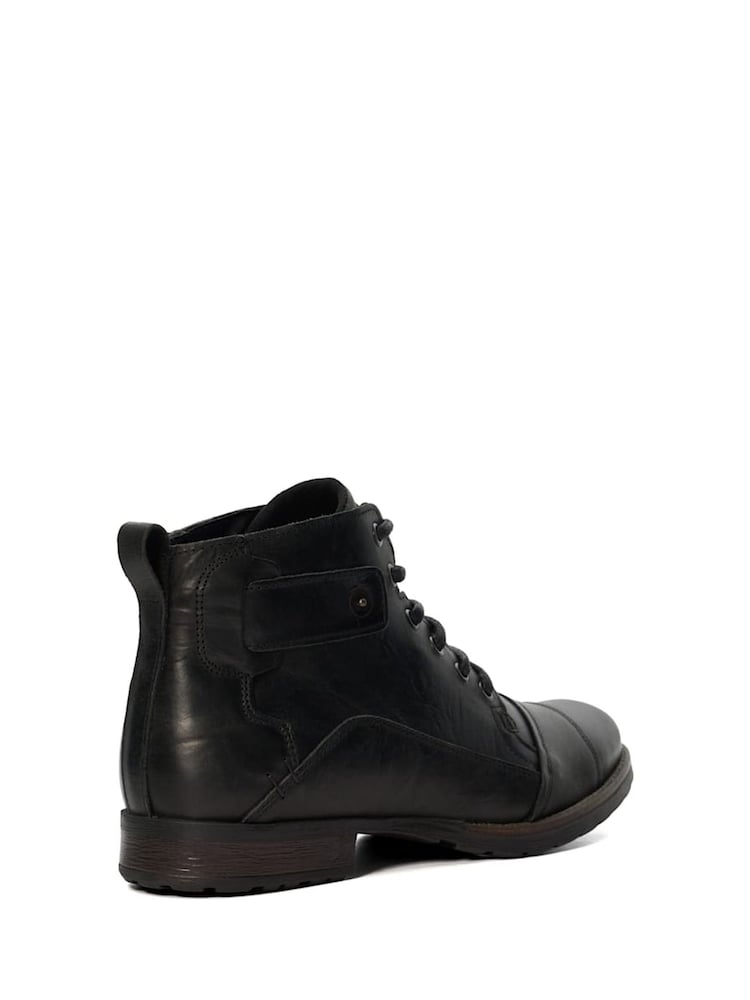 Dune London Black Heavy Duty Leather Simon Ankle Boots - Image 3 of 8