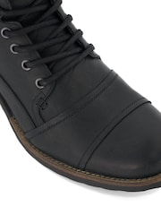 Dune London Black Heavy Duty Leather Simon Ankle Boots - Image 7 of 8