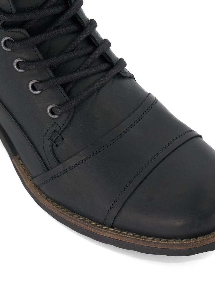 Dune London Black Heavy Duty Leather Simon Ankle Boots - Image 7 of 8