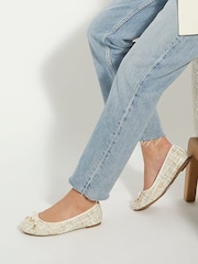 Dune London Natural Regular Fit Hallo Charm Trim Ballet Shoes - Image 1 of 5