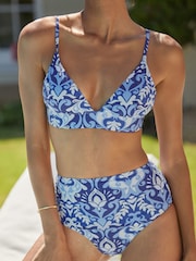 Friends Like These Blue Wider Apex Tie Back Triangle Bikini Top - Image 3 of 4
