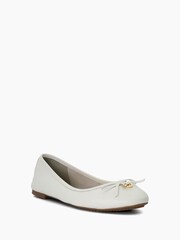Dune London White Regular Fit Hallo Charm Trim Ballet Shoes - Image 3 of 5
