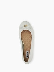 Dune London White Regular Fit Hallo Charm Trim Ballet Shoes - Image 5 of 5