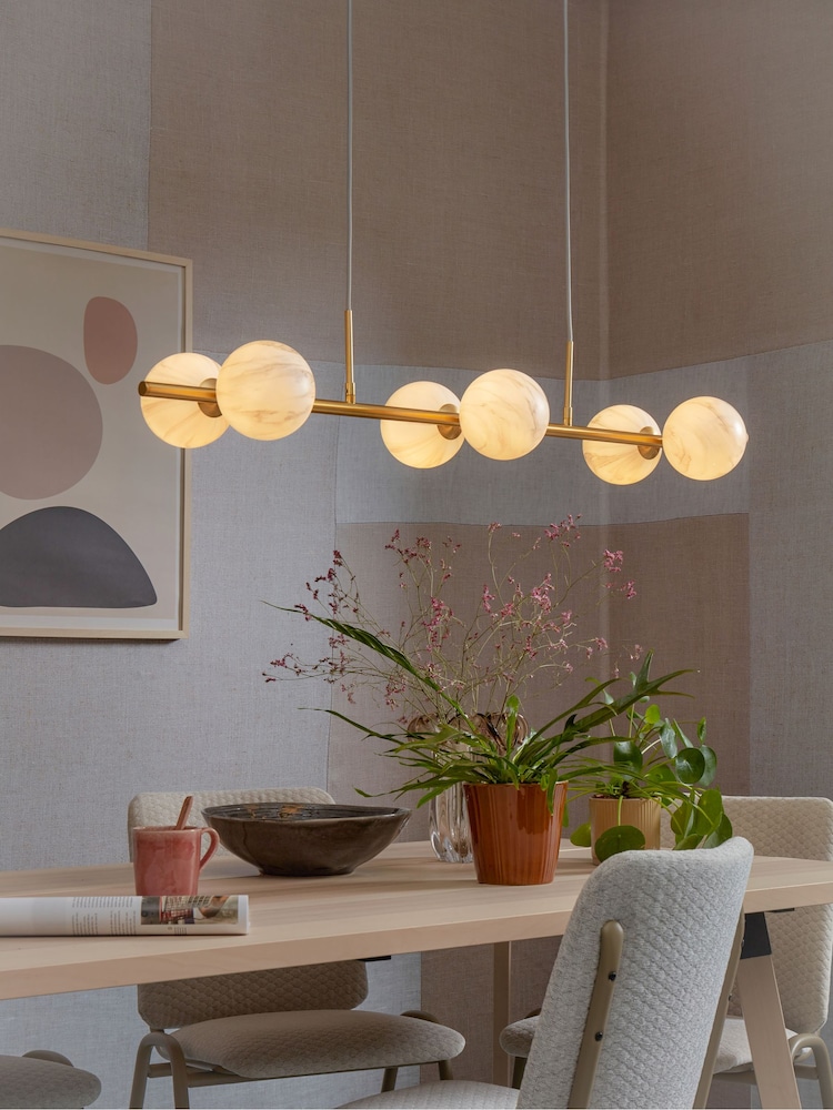 Its About Romi Gold Carrara White Marble Effect 6 Globe Hanging Ceiling Light - Image 1 of 3