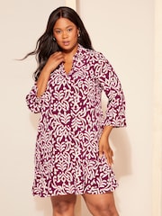 Curves Like These Burgundy Red Kaftan Mini Dress - Image 2 of 4