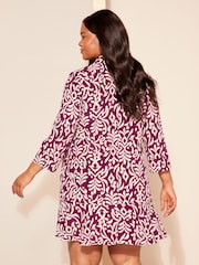 Curves Like These Burgundy Red Kaftan Mini Dress - Image 4 of 4