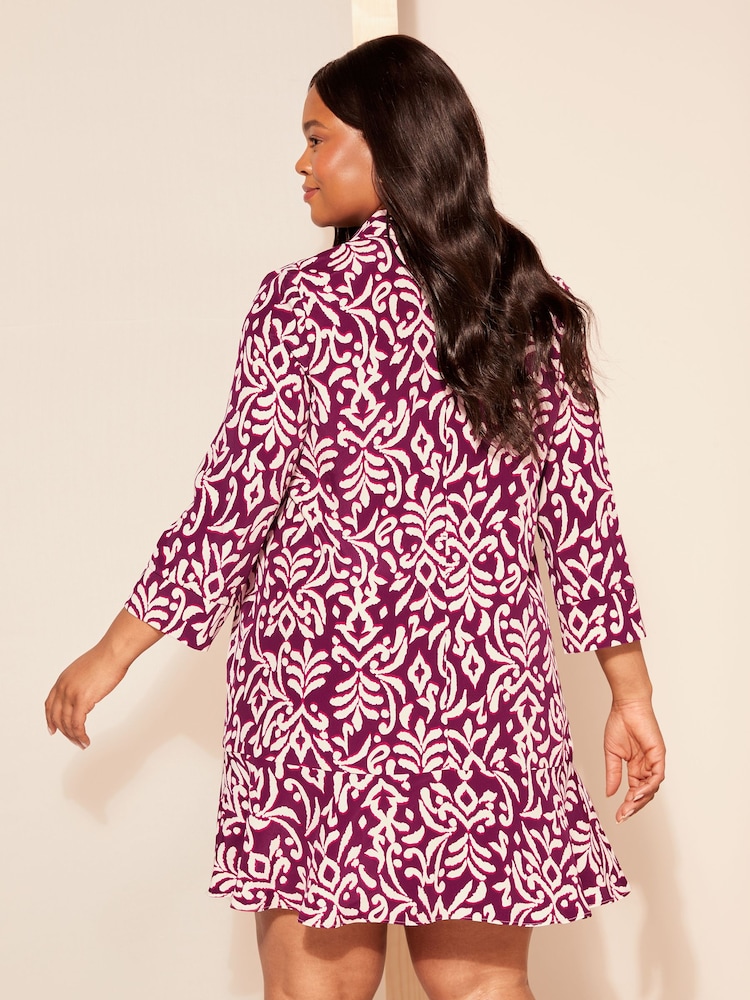 Curves Like These Burgundy Red Kaftan Mini Dress - Image 4 of 4