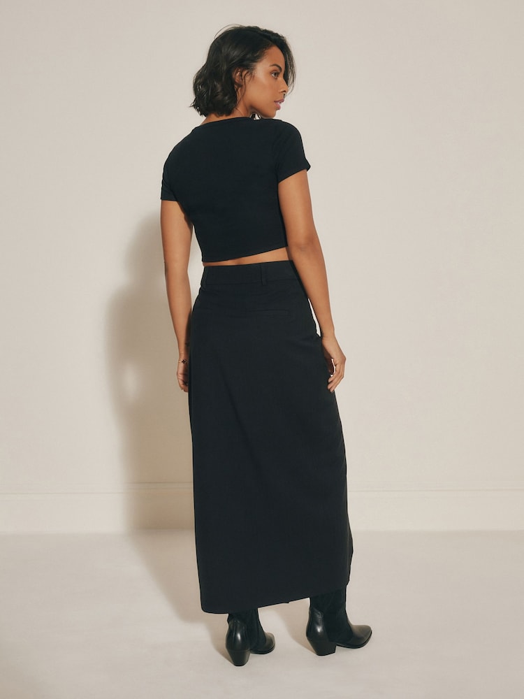 Black Asymmetric Waist Column Skirt - Image 2 of 10 Black Asymmetric Waist Column Skirt - Image 2 of 10