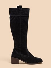 White Stuff Black Connie Suede Pull On Boots - Image 1 of 3