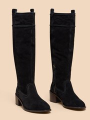 White Stuff Black Connie Suede Pull On Boots - Image 2 of 3
