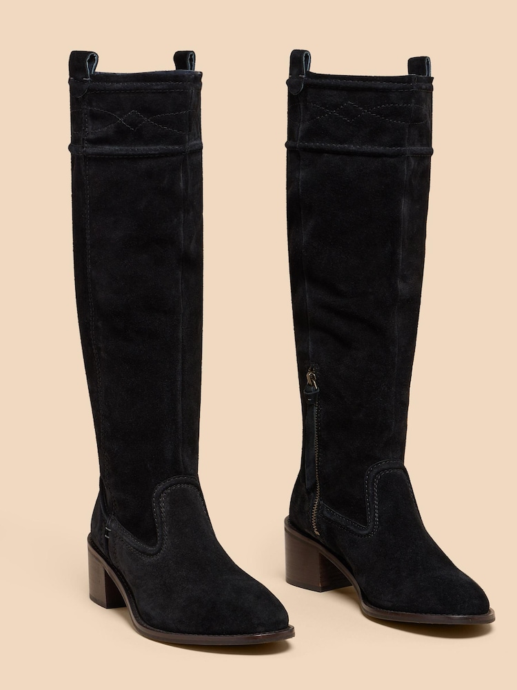 White Stuff Black Connie Suede Pull On Boots - Image 2 of 3