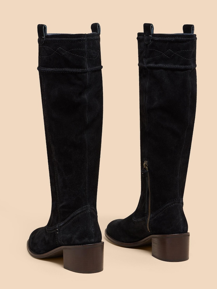 White Stuff Black Connie Suede Pull On Boots - Image 3 of 3