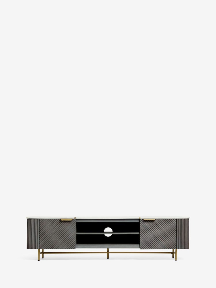 Dark Grey Valencia Mango Wood Up to 80 inch TV Unit - Image 6 of 6