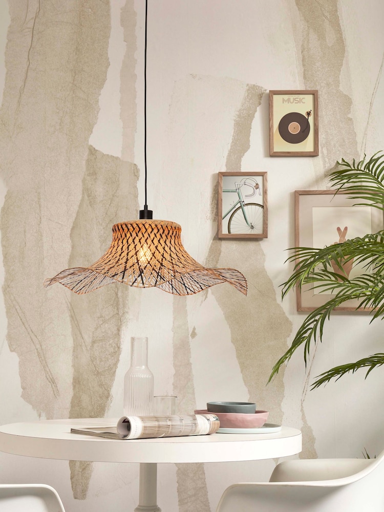 Good & Mojo Natural Ibiza Bamboo Wavy Ceiling Light - Image 1 of 3