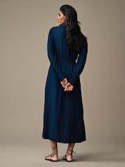 أزرق داكن - فستان قميص طويل من Laura Ashley - صورة 2 من 5