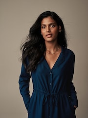 أزرق داكن - فستان قميص طويل من Laura Ashley - صورة 4 من 5