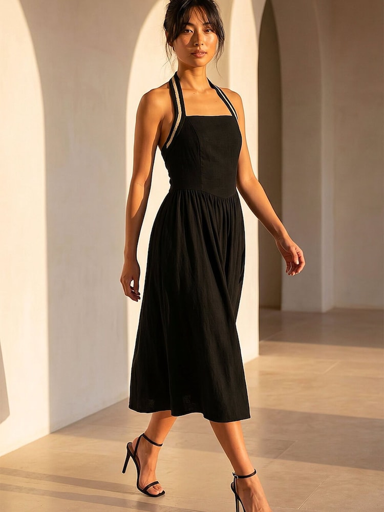 petite black halter dress Buy Roman Neck Linen Blend from Next USA miamibach