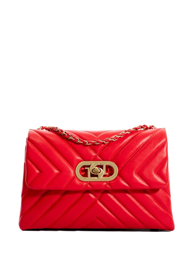 Dune London Red Chrome Regent Small Quilted Shoulder Bag - Image 1 of 6