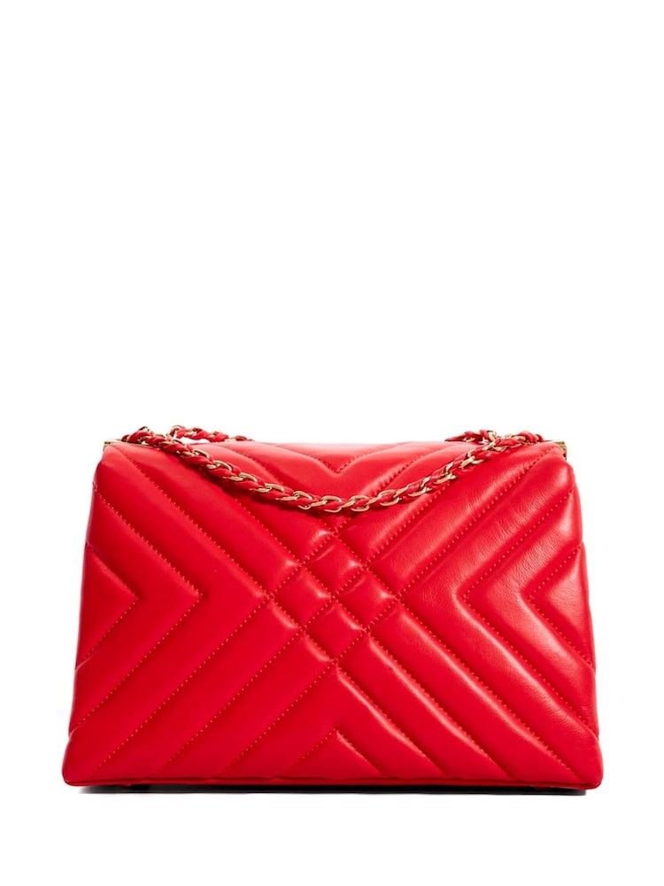 Dune London Red Chrome Regent Small Quilted Shoulder Bag - Image 3 of 6