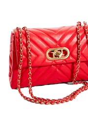 Dune London Red Chrome Regent Small Quilted Shoulder Bag - Image 5 of 6