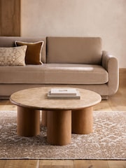 Natural N. Premium Aviano Oak and Oak Veneer Marble Large Coffee Table - Image 1 of 7