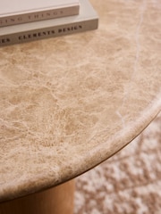 Natural N. Premium Aviano Oak and Oak Veneer Marble Large Coffee Table - Image 6 of 7