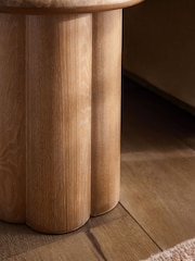Natural N. Premium Aviano Oak and Oak Veneer Marble Side Table - Image 3 of 4