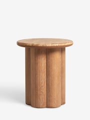 Natural N. Premium Aviano Oak and Oak Veneer Marble Side Table - Image 4 of 4
