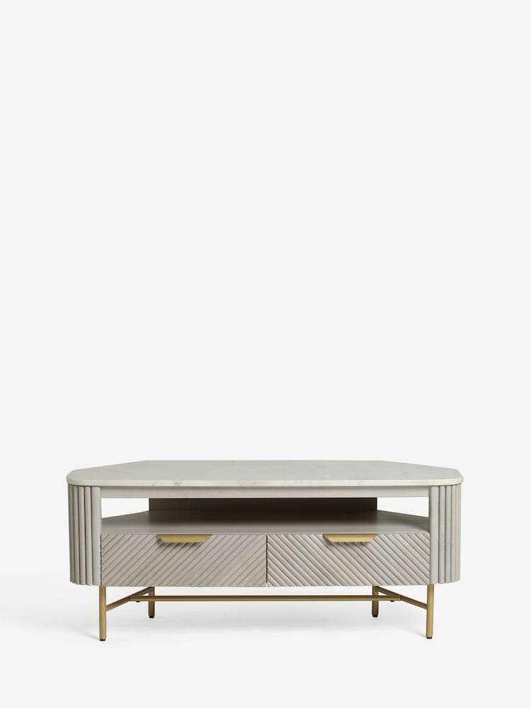 Light Grey Valencia Marble Mango Wood TV Unit - Image 10 of 10