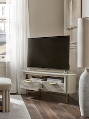 Light Grey Valencia Marble Mango Wood TV Unit - Image 3 of 10