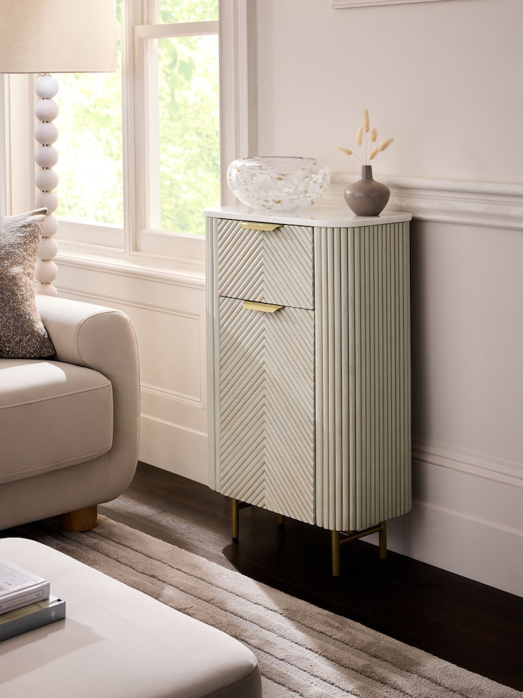 Light Grey Valencia Marble Mango Wood Sideboard - Image 1 of 9