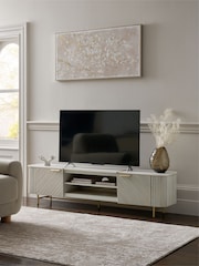 Light Grey Valencia Mango Wood Up to 80 inch TV Unit - Image 1 of 9