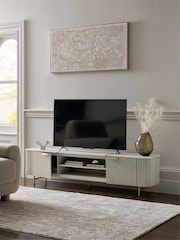 Light Grey Valencia Mango Wood Up to 80 inch TV Unit - Image 2 of 9