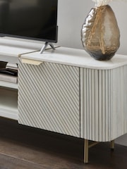 Light Grey Valencia Mango Wood Up to 80 inch TV Unit - Image 4 of 9