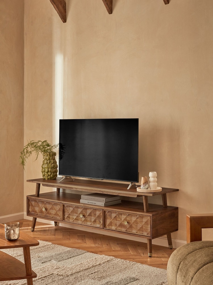 Dark Lloyd Mango Wood Up to 65 inch, Floating Top TV Unit - Image 2 of 8
