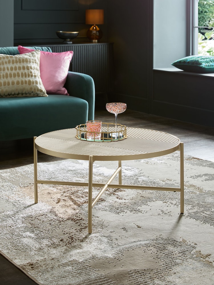 Grey Reeded Mango Wood Coffee Table - Image 1 of 6